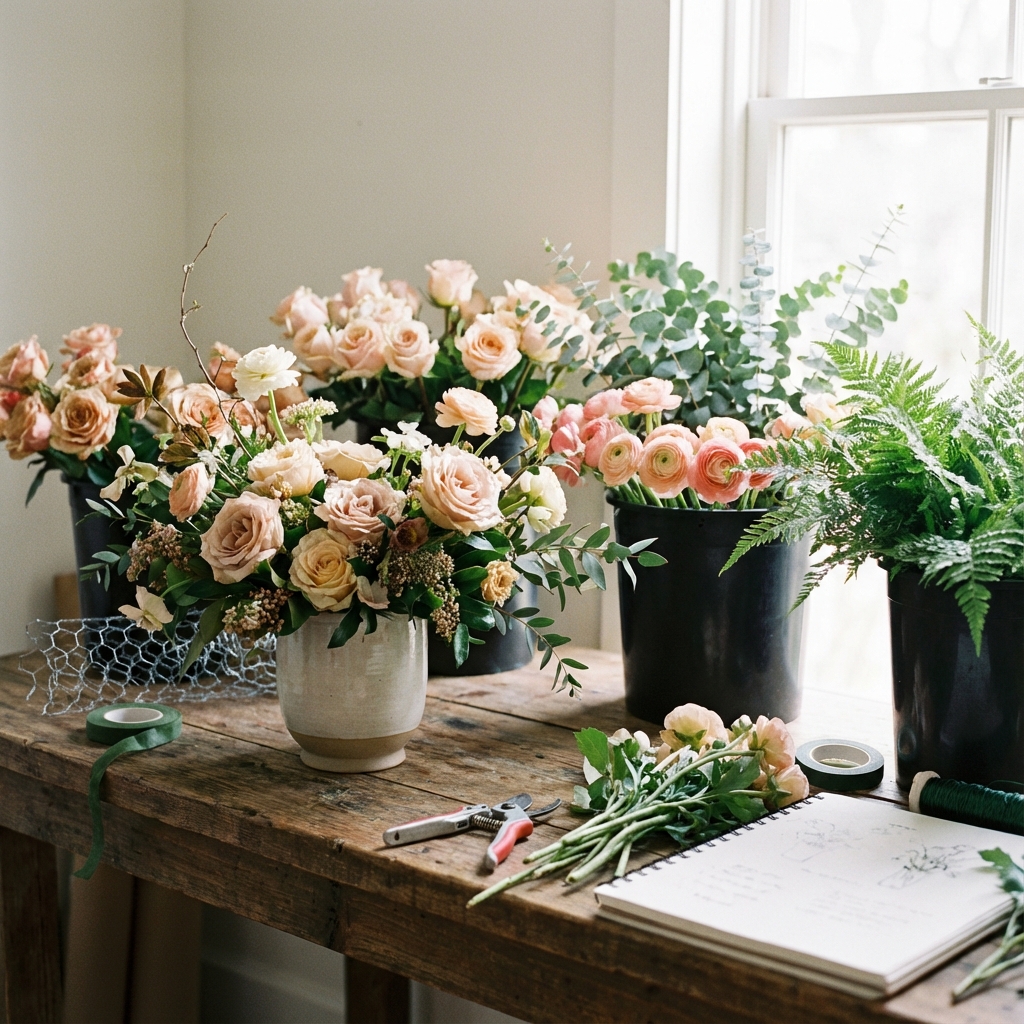 Sfeerimpressie workshop bloemschikken Drenthe